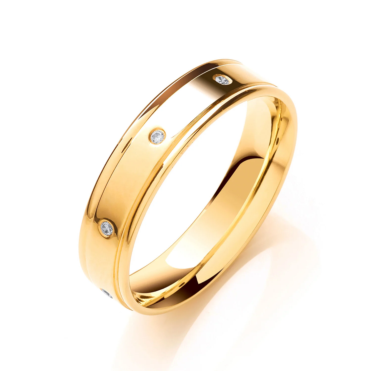 0.08ctw 8st Brilliant Cut Diamond Set 5mm Flat Court Track Edge Wedding Band - Platinum