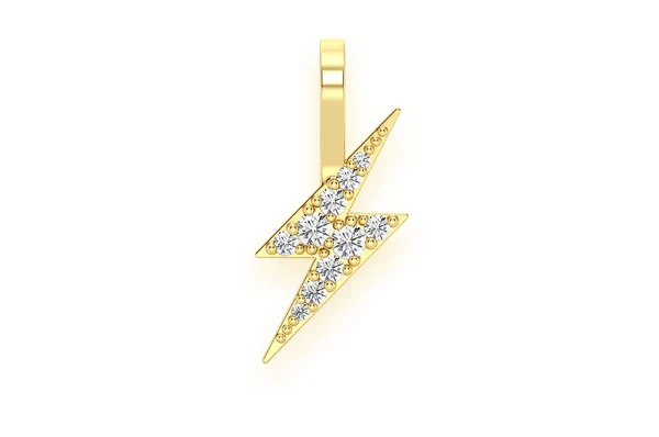 0.15ct Diamond Lightning Bolt Pendant 18K Solid Gold