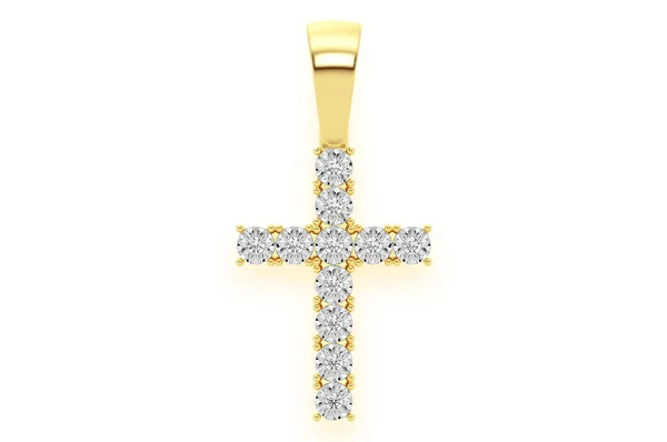 0.15ct Diamond Miracle Set Cross Pendant 18K Solid Gold