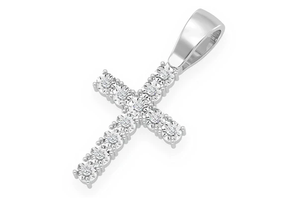 0.15ct Diamond Miracle Set Cross Pendant 18K Solid Gold - Image 6