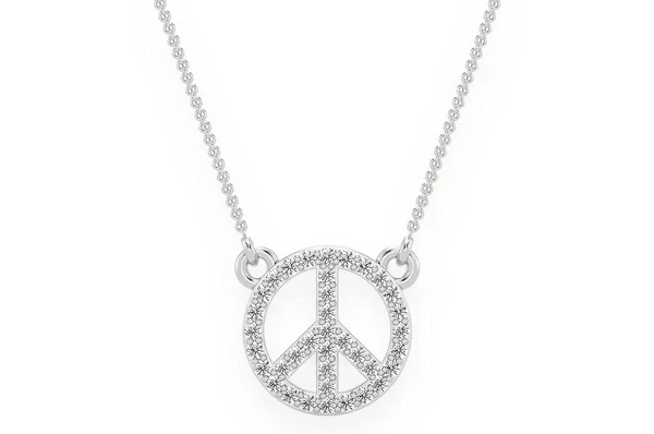 0.15ct Diamond Peace Sign Connected Necklace 18K Solid Gold - Image 4