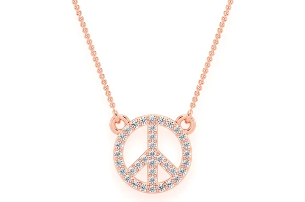 0.15ct Diamond Peace Sign Connected Necklace 18K Solid Gold - Image 7