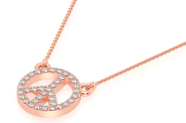 0.15ct Diamond Peace Sign Connected Necklace 18K Solid Gold - Image 8