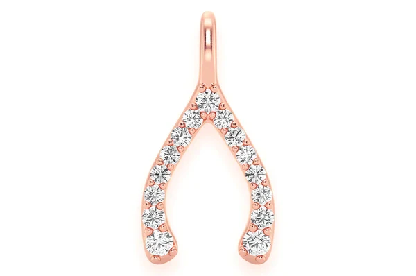 0.15ct Diamond Wishbone Pendant 18K Solid Gold - Image 3