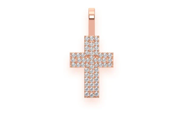 0.25ct Diamond Cross Two Layer Pendant 18K Solid Gold
