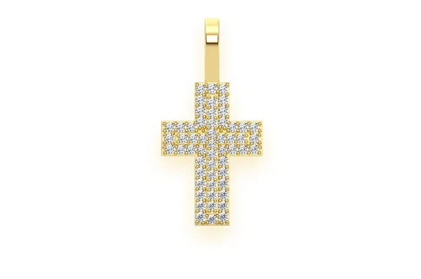 0.25ct Diamond Cross Two Layer Pendant 18K Solid Gold - Image 2