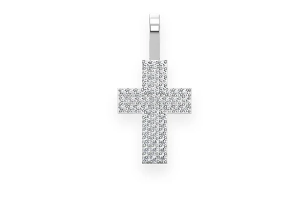 0.25ct Diamond Cross Two Layer Pendant 18K Solid Gold - Image 3
