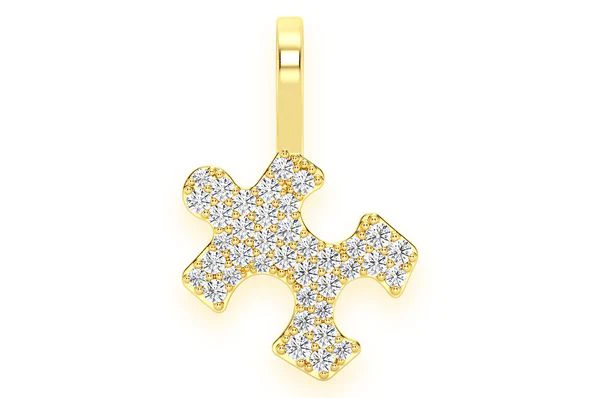 0.25ct Diamond Puzzle Piece Pendant 18K Solid Gold