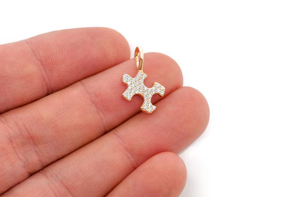 0.25ct Diamond Puzzle Piece Pendant 18K Solid Gold - Image 3