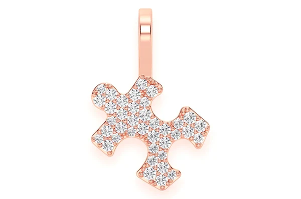 0.25ct Diamond Puzzle Piece Pendant 18K Solid Gold - Image 4