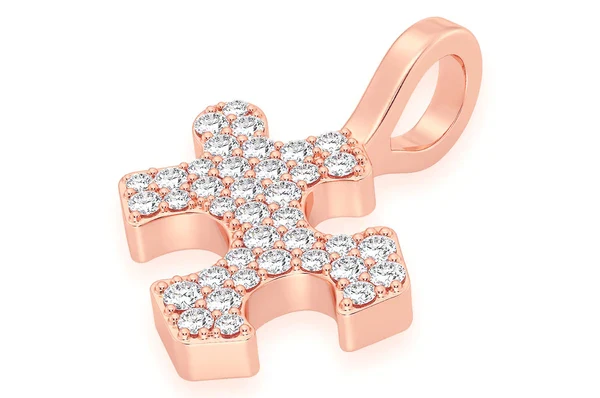0.25ct Diamond Puzzle Piece Pendant 18K Solid Gold - Image 5