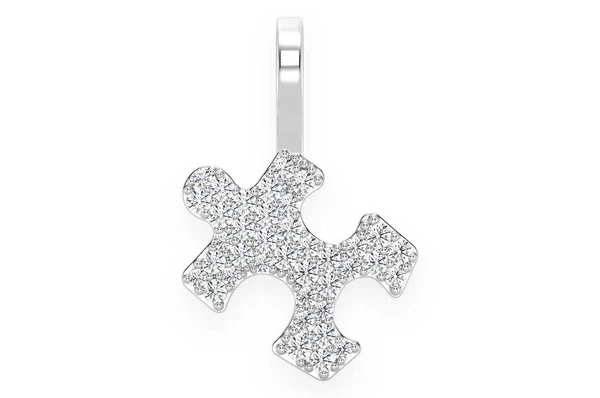 0.25ct Diamond Puzzle Piece Pendant 18K Solid Gold - Image 7