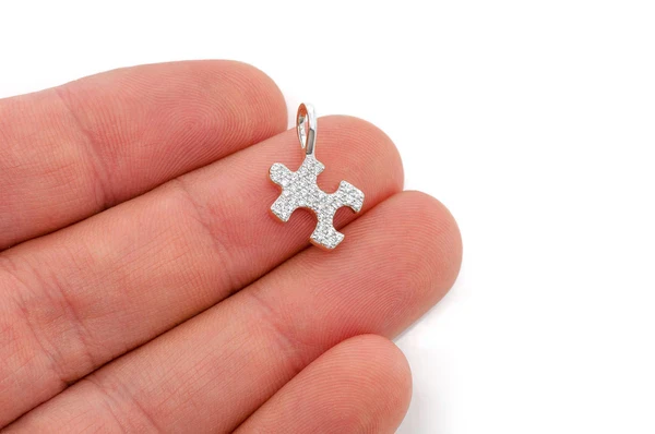 0.25ct Diamond Puzzle Piece Pendant 18K Solid Gold - Image 9