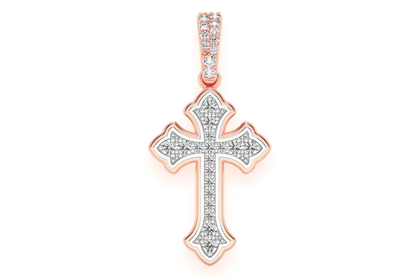 0.25ct Diamond Rounded Cross Pendant 18K Solid Gold - Image 4