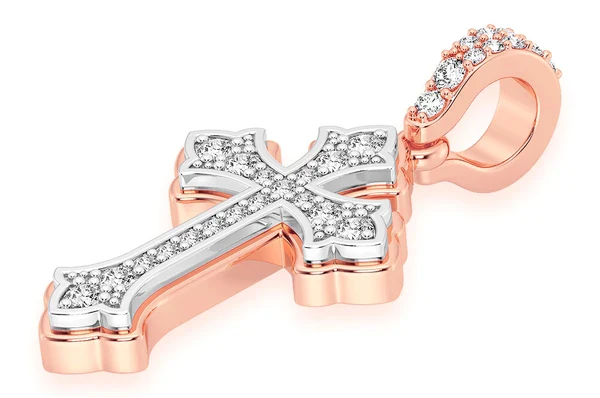 0.25ct Diamond Rounded Cross Pendant 18K Solid Gold - Image 5