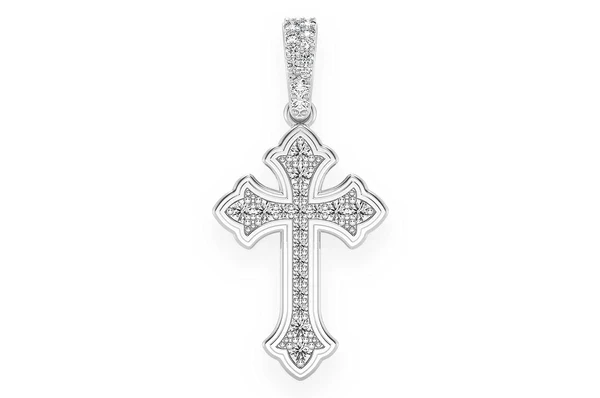 0.25ct Diamond Rounded Cross Pendant 18K Solid Gold - Image 7
