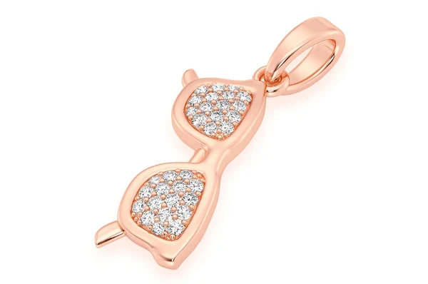 0.25ct Diamond Sunglasses Pendant 18K Solid Gold - Image 5