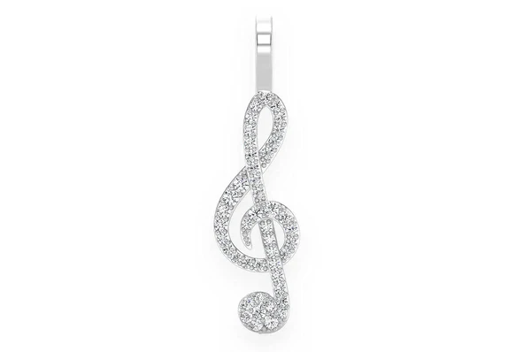 0.25ct Diamond Treble Clef Pendant 18K Solid Gold - Image 7
