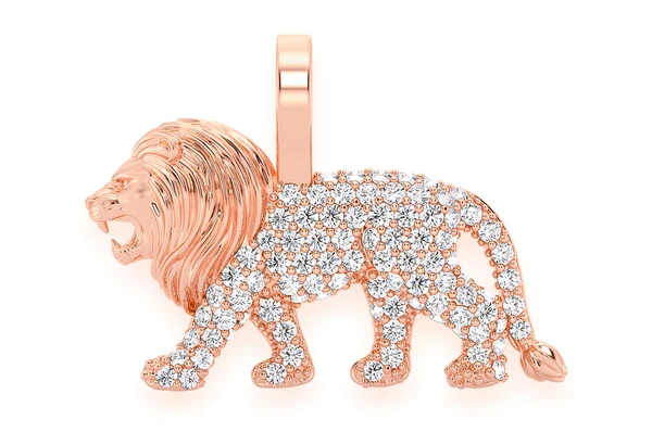 0.30ct Diamond Walking Lion Pendant 18K Solid Gold - Image 3