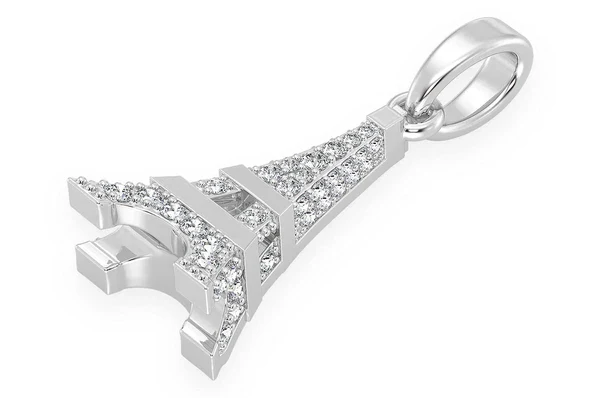 0.33ct Diamond French Eiffel Tower Pendant 18K Solid Gold - Image 5