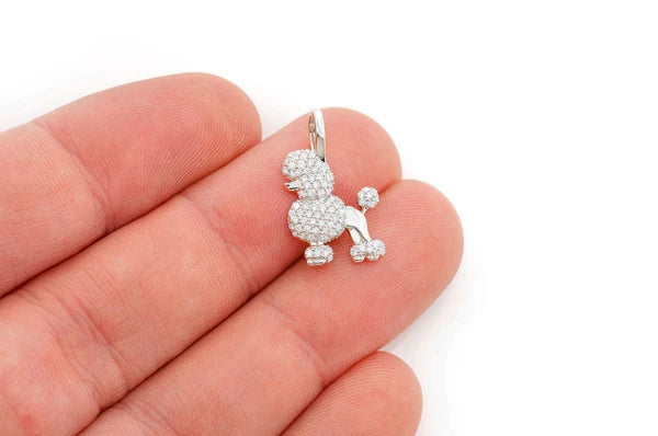 0.33ct Diamond Poodle Pendant 18K Solid Gold - Image 9