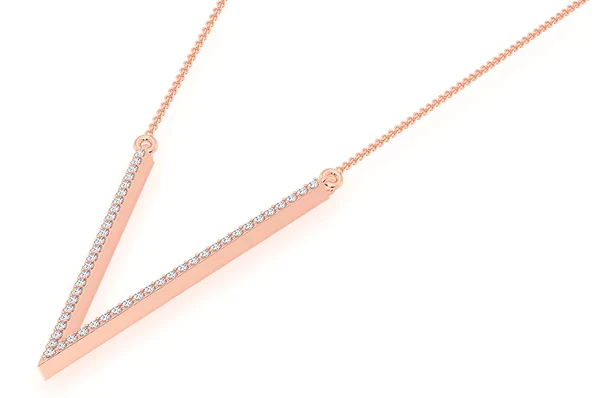 0.33ct Diamond V Connected Necklace 18K Solid Gold - Image 5