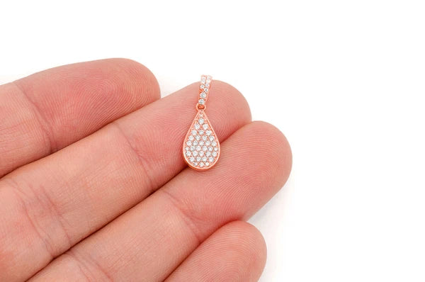 0.33ct Diamond Water Drop Pendant 18K Solid Gold - Image 6