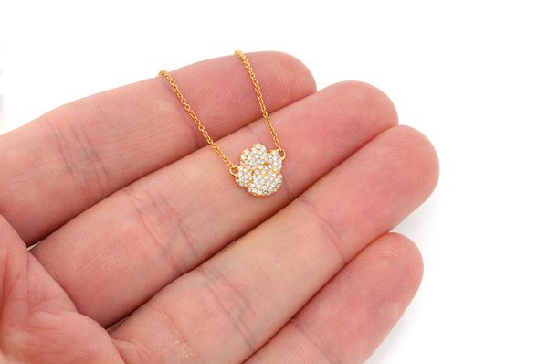 0.35ct Diamond Dog Paw Connected Necklace 18K Solid Gold - Image 3