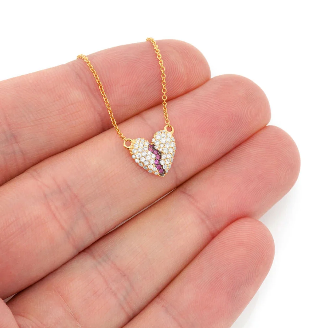 0.35ct Diamond Heartbreaker Connected Necklace 18K Solid Gold - Image 2