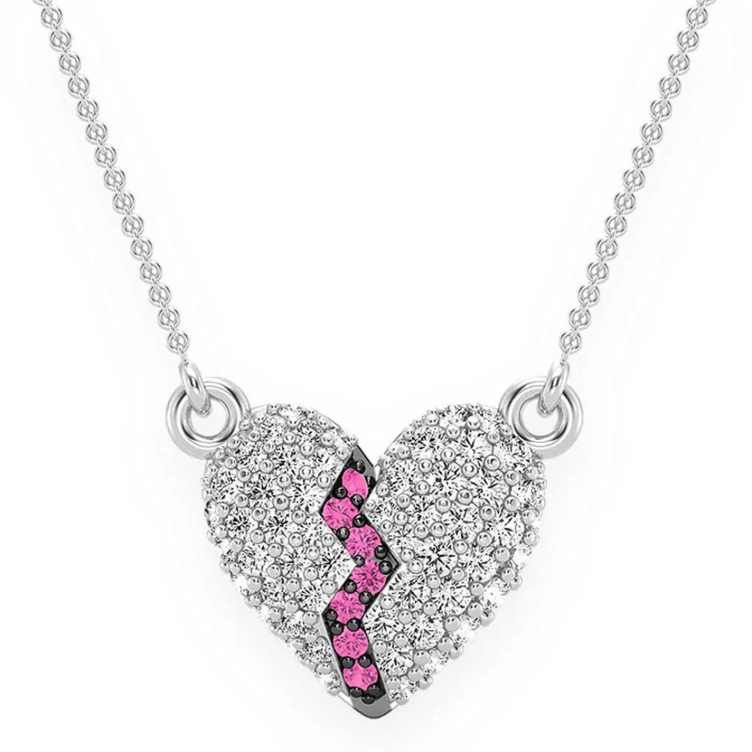 0.35ct Diamond Heartbreaker Connected Necklace 18K Solid Gold - Image 3