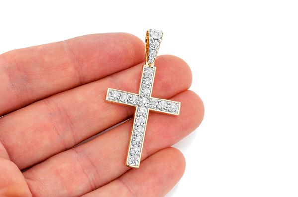 0.35ct Diamond Miracle Set Cross Pendant 18K Solid Gold - Image 3