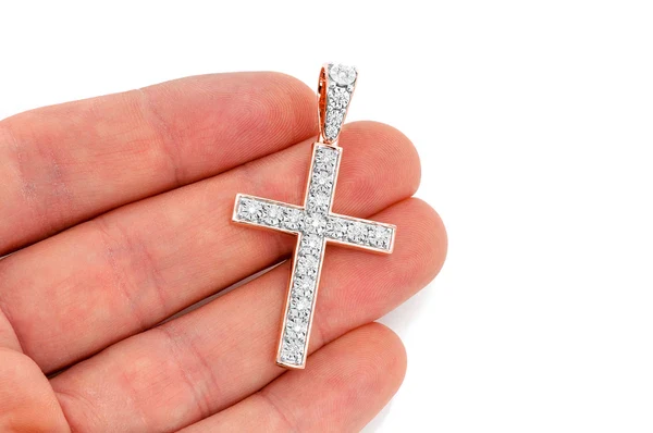 0.35ct Diamond Miracle Set Cross Pendant 18K Solid Gold - Image 9