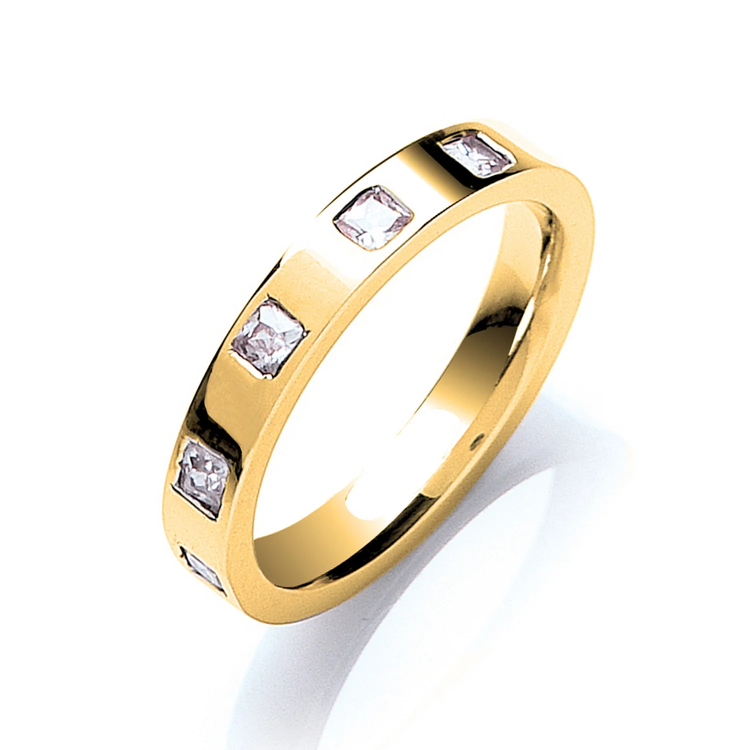0.40ctw 5st P/C Diamond Set 3mm Flat Court Wedding Band - Platinum