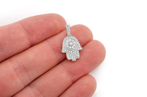 0.45ct Diamond Hamsa Pendant 18K Solid Gold - Image 6