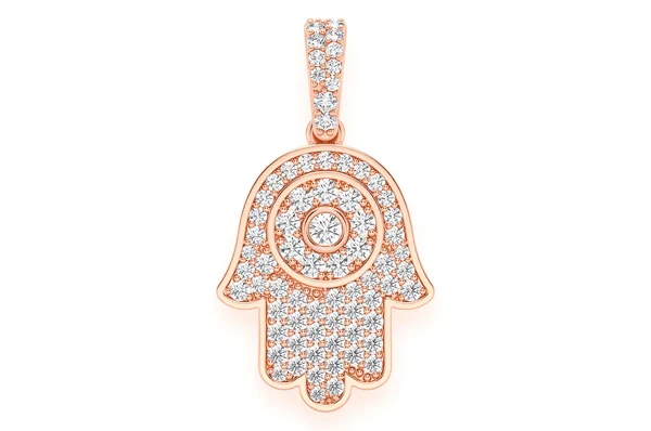 0.45ct Diamond Hamsa Pendant 18K Solid Gold - Image 7