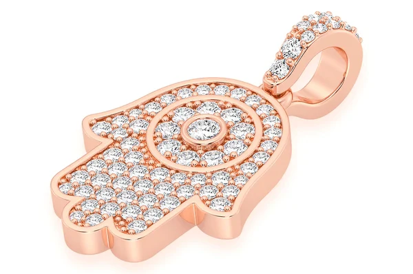 0.45ct Diamond Hamsa Pendant 18K Solid Gold - Image 8