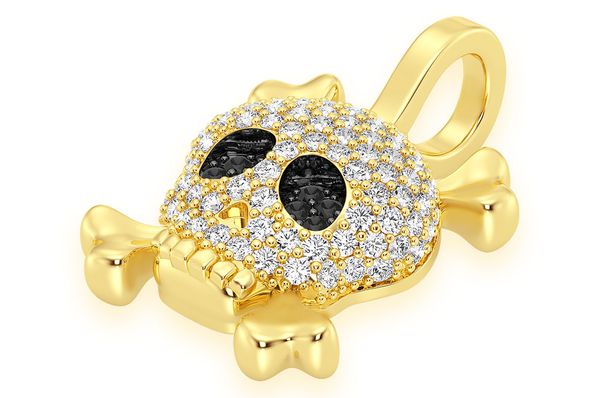0.45ct Diamond Skull Crossbones Pendant 18K Solid Gold - Image 2