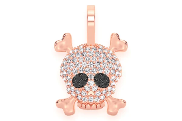 0.45ct Diamond Skull Crossbones Pendant 18K Solid Gold - Image 7