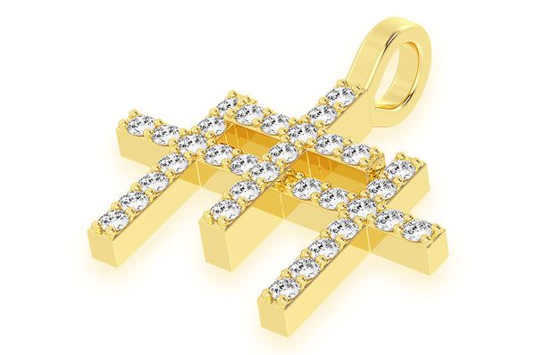 0.45ct Diamond Triple Cross Pendant 18K Solid Gold - Image 2