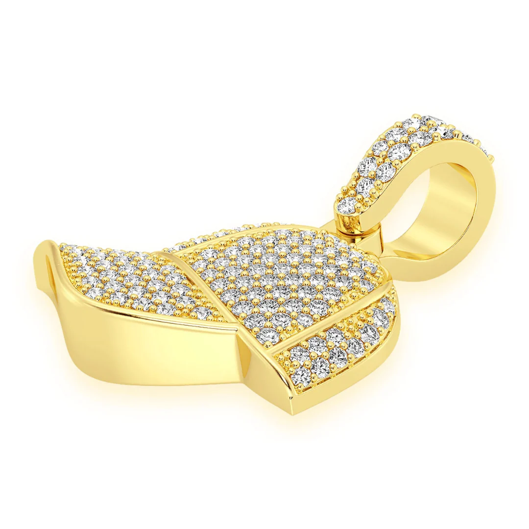 0.50ct Diamond Baseball Cap Pendant 18K Solid Gold - Image 2