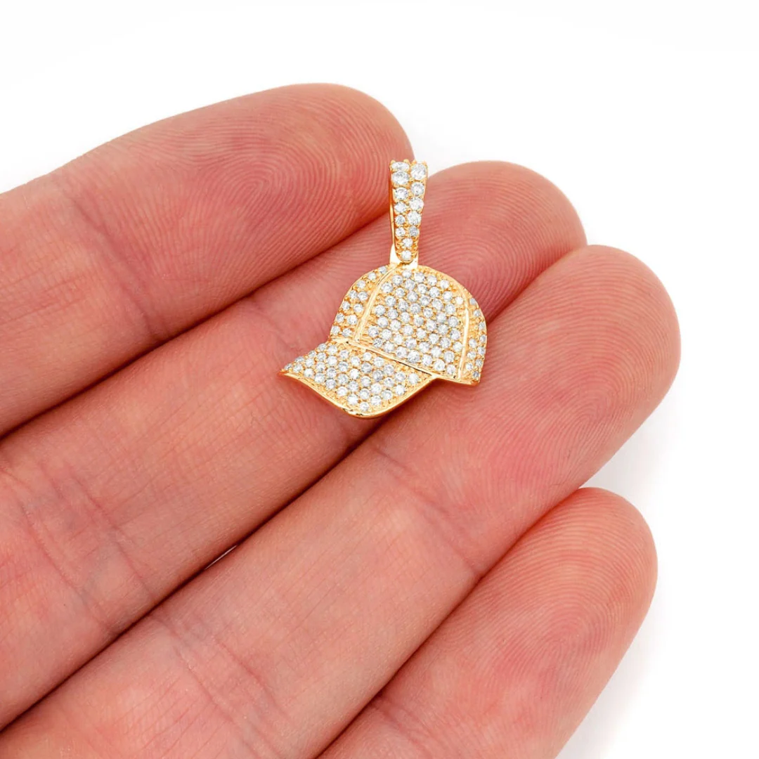 0.50ct Diamond Baseball Cap Pendant 18K Solid Gold - Image 3
