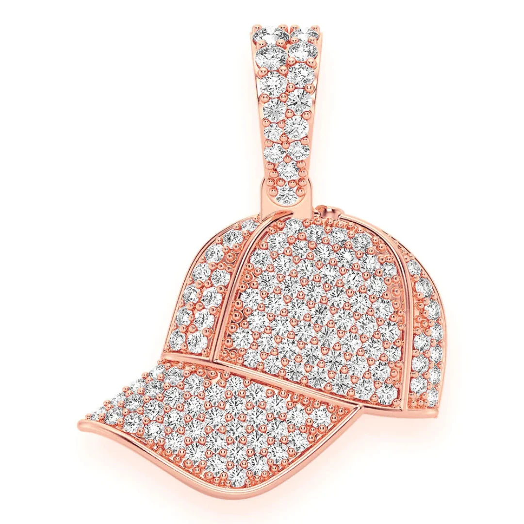 0.50ct Diamond Baseball Cap Pendant 18K Solid Gold - Image 7