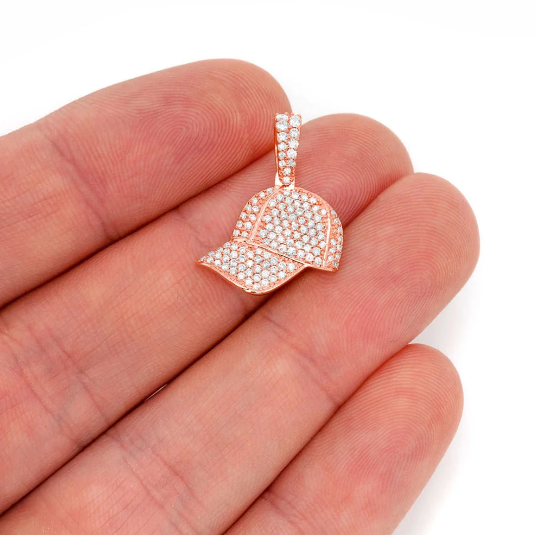 0.50ct Diamond Baseball Cap Pendant 18K Solid Gold - Image 9