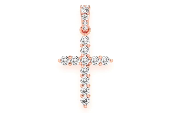 0.50ct Diamond Basket Cross Pendant 18K Solid Gold - Image 7