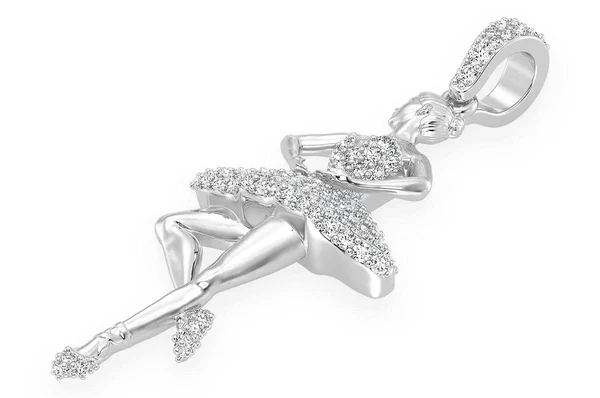 0.50ct Diamond Dancing Ballerina Pendant 18K Solid Gold - Image 5