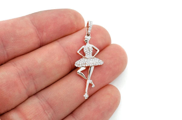 0.50ct Diamond Dancing Ballerina Pendant 18K Solid Gold - Image 6