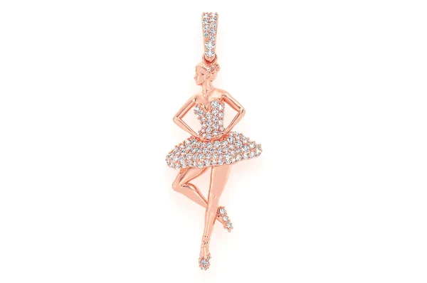 0.50ct Diamond Dancing Ballerina Pendant 18K Solid Gold - Image 7