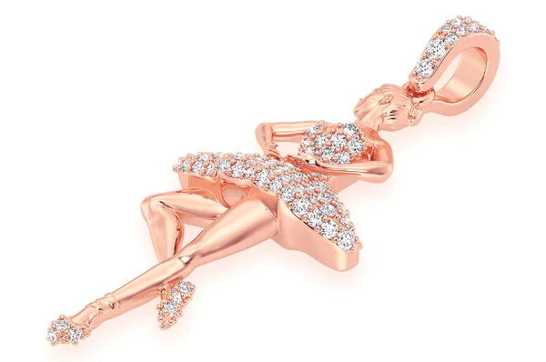 0.50ct Diamond Dancing Ballerina Pendant 18K Solid Gold - Image 8