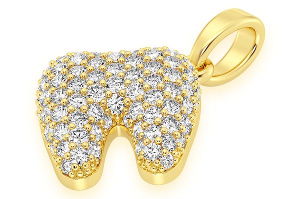 0.50ct Diamond Dentist Tooth Pendant 18K Solid Gold - Image 2