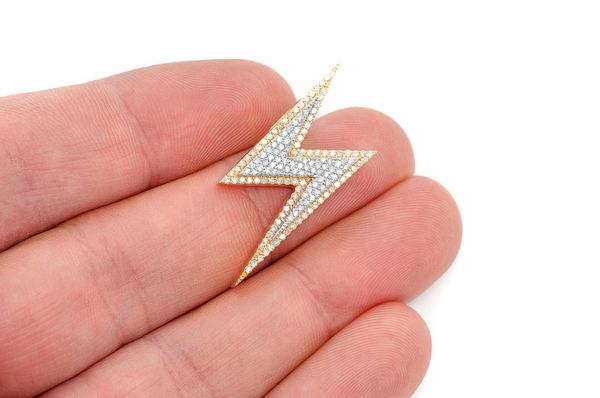 0.50ct Diamond Lightning Bolt Double Layer Pendant 18K Solid Gold - Image 3